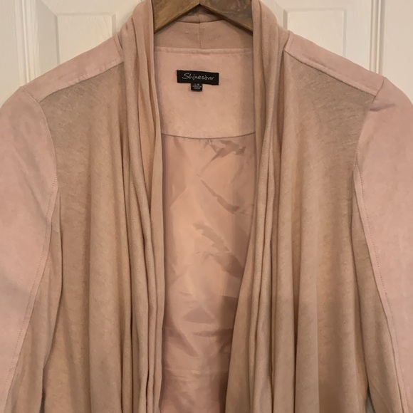 Faux suede drape front blazer - Picture 2 of 9